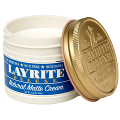 Layrite Natural Matte Cream texture close-up showing matte consistency and hold