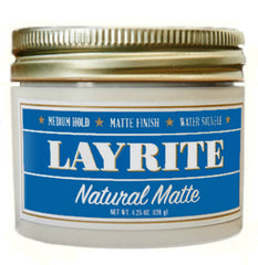 Layrite Natural Matte Cream front jar showing label and size benefit