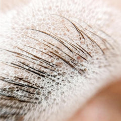 LBLA BEAUTY in-use removing makeup from lashline to show effective residue removal