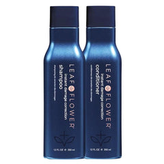 Leaf & Flower duo front packaging showing blue bottles and brand clarity benefit