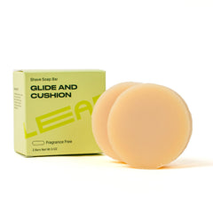 Leaf Shave front packaging showing two unscented shaving bars and eco benefit