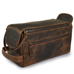LEATHER VILLAGE front view of brown leather bag showcasing classic style and durability