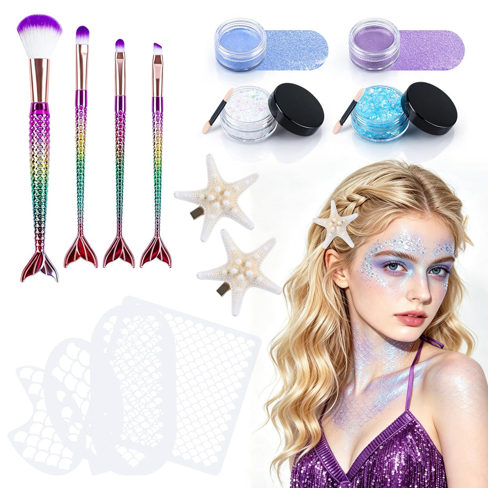 LEMEWEL front packaging showing complete mermaid makeup kit for easy gifting
