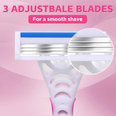 Leriton close-up of three stainless steel blades for smoother shaves