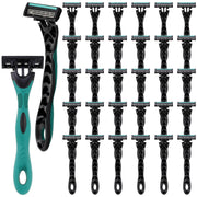 Leriton front packaging of 30 individually wrapped disposable razors for long-term convenience