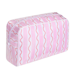Lestikave front view pink stripe shows roomy storage and visual appeal