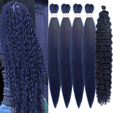Leticia dark blue front packaging showing full braid set and brand