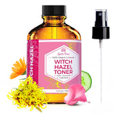 Leven Rose front label showing organic witch hazel toner benefits