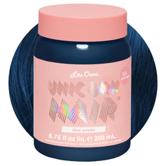 Lime Crime front packaging showing Blue Smoke vibrant steel‑blue color and scent benefit