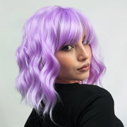 LINGHANG front view lavender bob showing natural hairline and instant color change