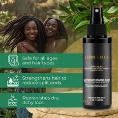 Lion Locs fine mist spray demonstrating even coverage and lightweight feel