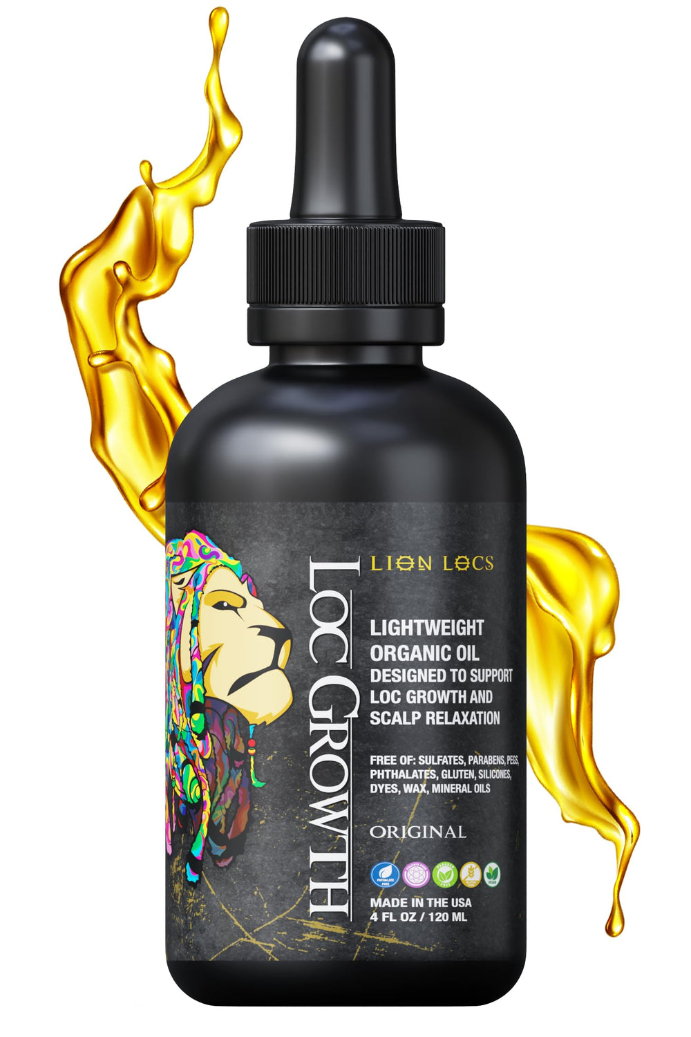 Lion Locs front bottle view showing clean branding and product benefits