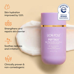 LION POSE cream texture close-up highlighting hydration and silky finish