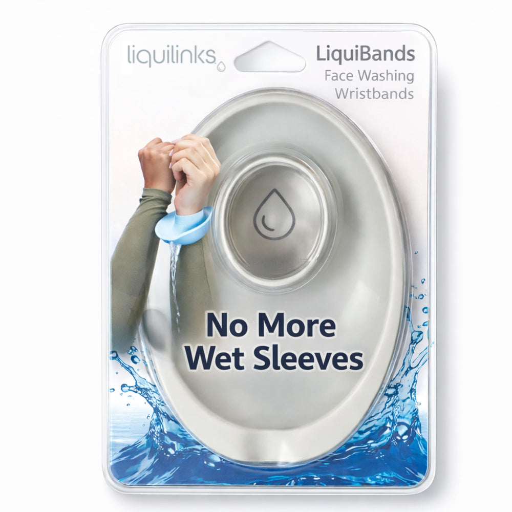Liquilinks cuff front packaging shows grey pair and benefits