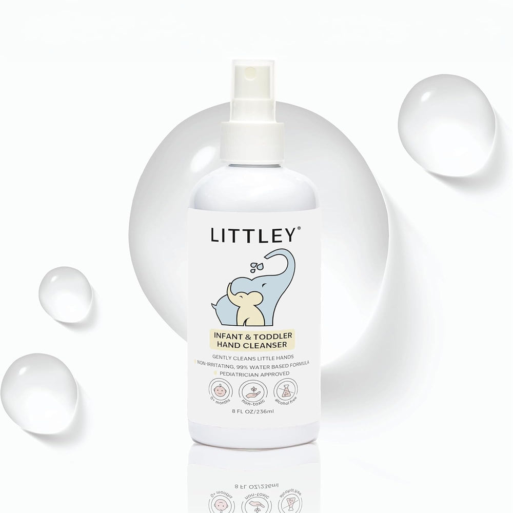 LITTLEY front label on 8 oz bottle showing gentle cleanser benefit