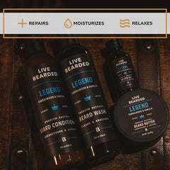 Live Bearded beard oil drops in hand highlighting absorbent, non-greasy hydration benefit