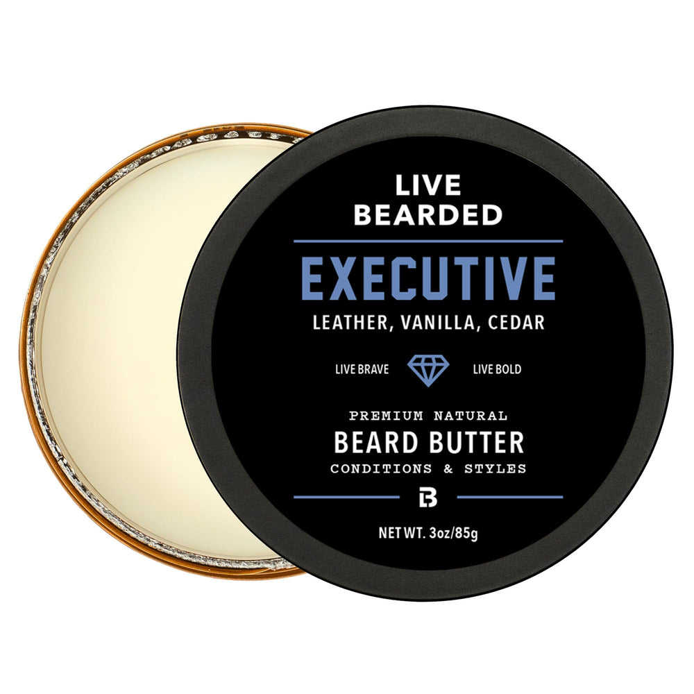 Live Bearded jar front view showing label and cedar vanilla scent benefits