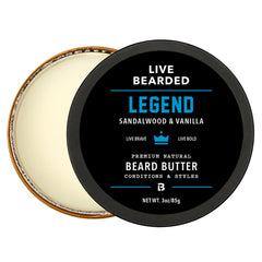 Live Bearded jar front showing label and scent, showcasing clean packaging benefit