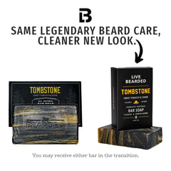 Live Bearded close-up of soap texture highlighting pumice exfoliation