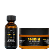 Live Bearded front packaging showing Tombstone kit, communicates an organized grooming solution