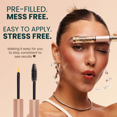 Live Fraiche mascara wand applying oil to lashes for controlled, mess-free coating