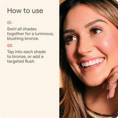 Live Tinted bronzer brushed onto cheek demonstrating warm sunkissed benefit