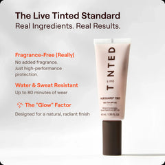 Live Tinted hueguard closed cap and label highlighting SPF 50 mineral protection