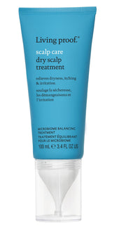 Living Proof front packaging of scalp treatment showing sleek bottle and quick application benefit