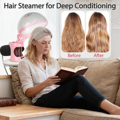 LKT COBTAC hair mode hood in use delivering warm steam for conditioning