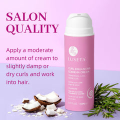 L LUSETA being applied to curly hair for easier styling