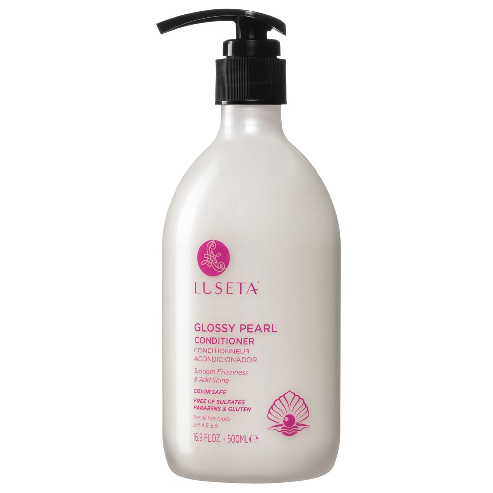L LUSETA front bottle view showing glossy pearl packaging and clear labeling benefits