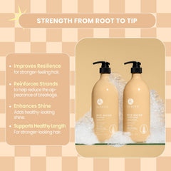 L LUSETA shampoo texture on palm demonstrating lightweight lather and gentle cleansing