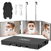 LMZNXCZ front view tri-fold mirror showing full reflection and LED benefit