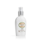 L'OCCITANE almond mist front packaging showing bottle and cap benefit: travel-ready scent