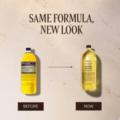 L'OCCITANE Almond Shower Oil pouring oil texture demonstrating easy refill benefit