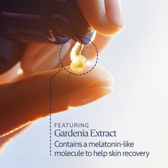 Close-up oil-in-serum texture drops showing lightweight absorbent finish by L'Occitane