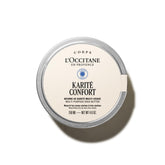 L'OCCITANE jar front view showing label and organic shea butter branding for clear product ID
