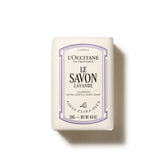 L'OCCITANE front packaging showing Shea Lavender bar and calming scent benefits