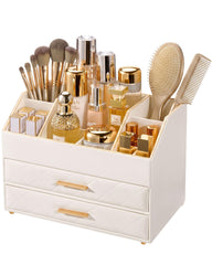 Lolalet beige organizer front view showing neat countertop storage benefit