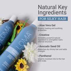 Loma bottle label close-up highlighting ingredients and clean formulation