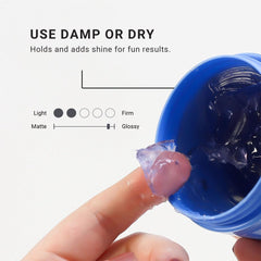 Loma pomade in hand during application demonstrating easy control benefit