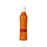 Loma bottle front view showing clear daily shampoo, easy identification and brand trust