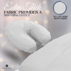 LONDON LINENS elastic hem detail demonstrating secure fit benefit