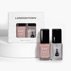 LONDONTOWN full-size Nail Veil and High Gloss Top Coat bottles displayed together highlighting kit contents