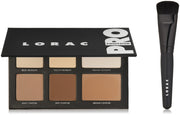LORAC open palette front view showing six pans and included brush for easy sculpting