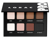 LORAC front compact view showing eight matte pans and mirror for versatile use