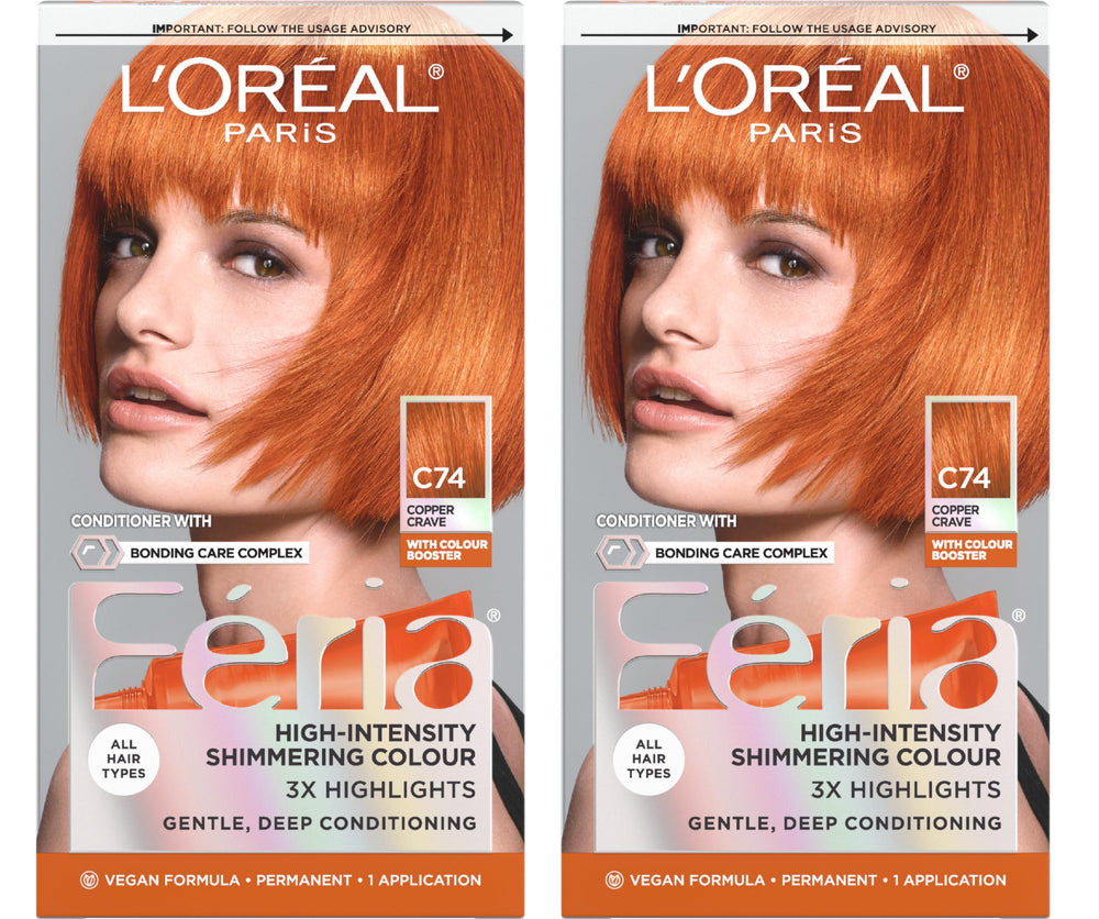 L'Oreal Paris Feria C74 front packaging showing shade and kit contents benefit clarity