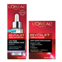 L'Oreal Paris hyaluronic acid serum bottle close-up, precise dosing benefit