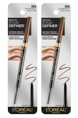 L'Oreal Paris front packaging shows pencil pair and benefits for natural brows