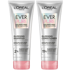 L'Oreal Paris EverPure glossing set front view showing bottles benefit salon shine